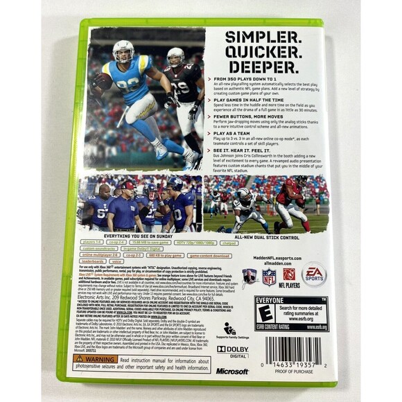 Madden NFL 11 Microsoft Xbox 360 EA Sports 2010 Tested - Picture 2 of 8